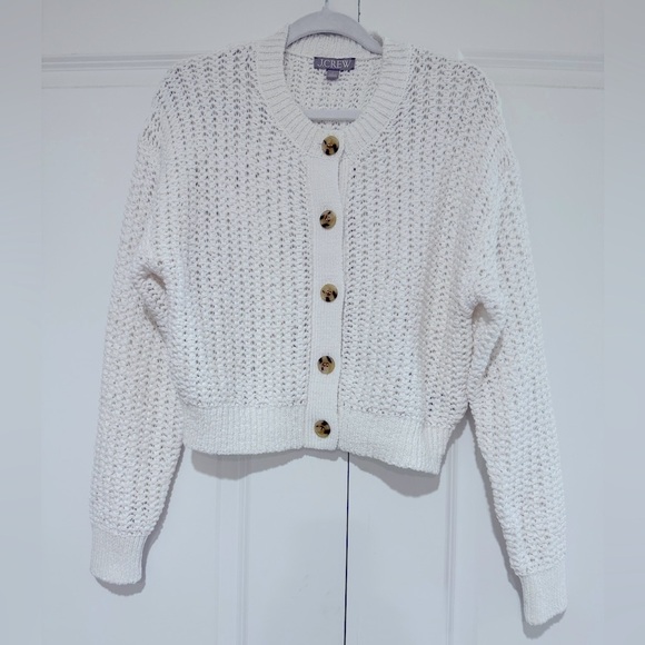 J. Crew Sweaters - J. Crew White Cropped Cardigan Sweater NWOT SZ L
